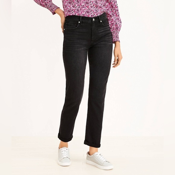 LOFT Girlfriend Jeans In Washed Black - Picture 2 of 6